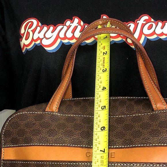 CELINE Macadam Blason Triumph Brown Carry-On Orange Leather Stripes Authentic - Picture 13 of 17